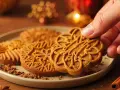 Ein Finger greift nach einem kunstvoll verzierten Spekulatius. Selbstgemacht schmecken diese Plätzchen am besten!