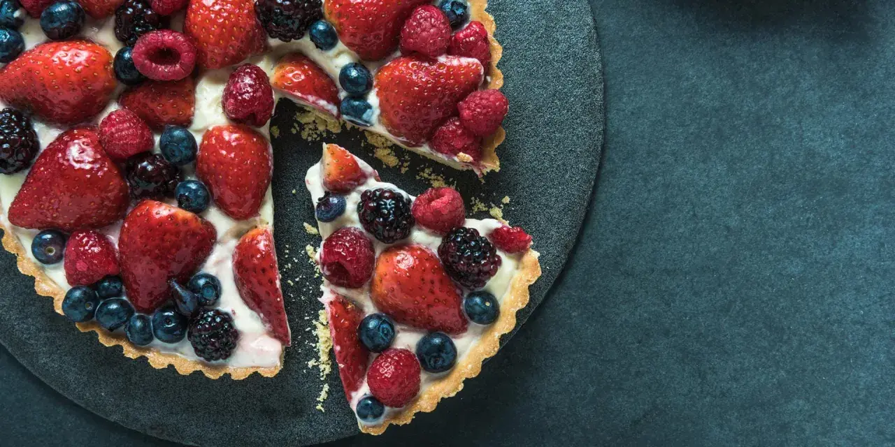 Ein köstlicher Obstkuchen mit frischen Erdbeeren, Himbeeren, Blaubeeren und Brombeeren. Ein tolles Rezept für den Sommer!