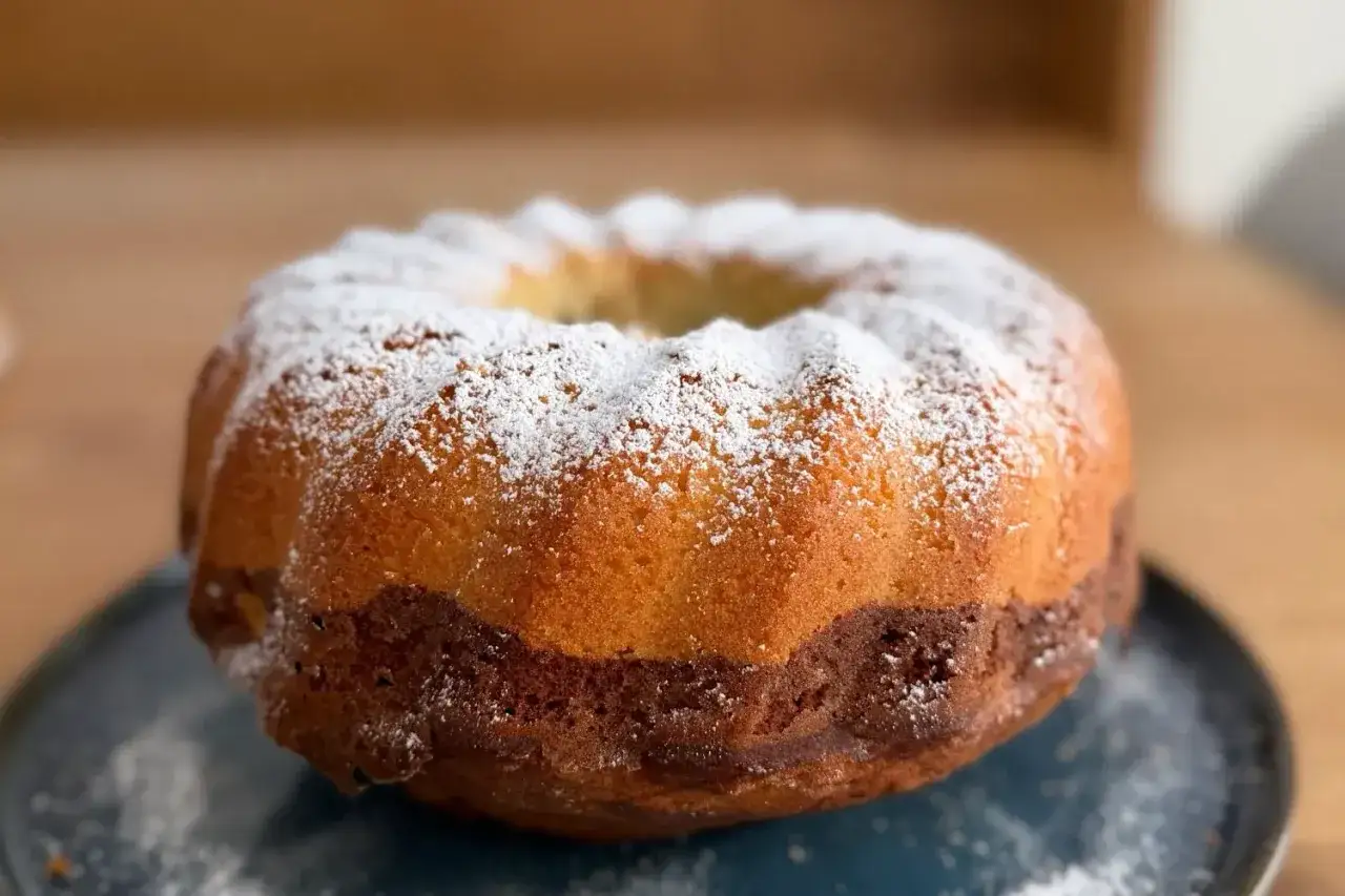 Saftiger Marmorkuchen, best&auml;ubt mit Puderzucker. Ein tolles Rezept f&uuml;r Gugelhupf, der immer gelingt.